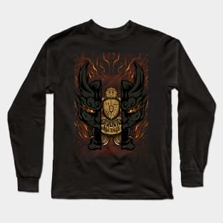 illustration of Oni Mask and Garuda Long Sleeve T-Shirt